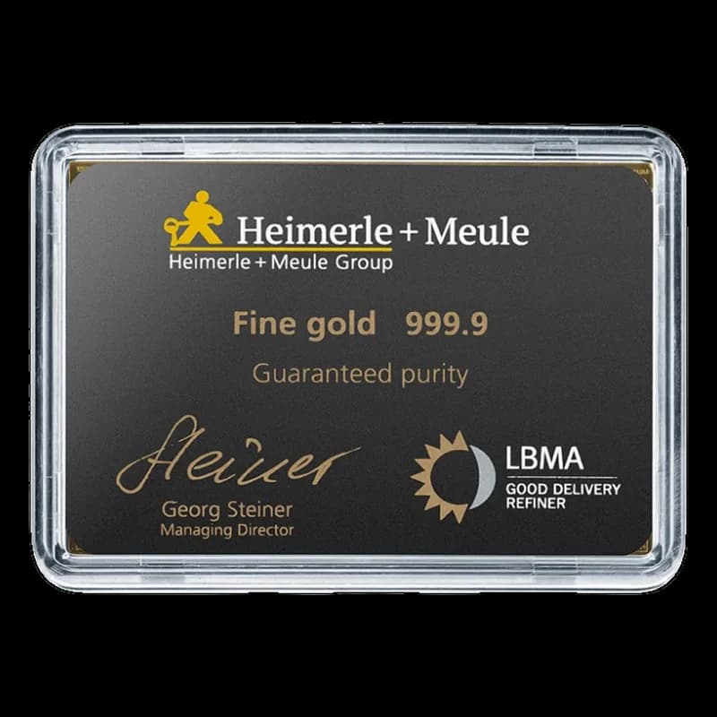 Złoty CombiBar Heimerle + Meule 50 × 1 g, próba 999,9, tabliczka podzielna na gramowe sztabki — zdjęcie 2