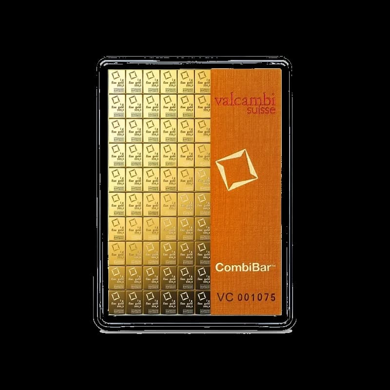 Złoty CombiBar 100 × 1 g, próba 999,9 – Valcambi Suisse lub Heimerle + Meule