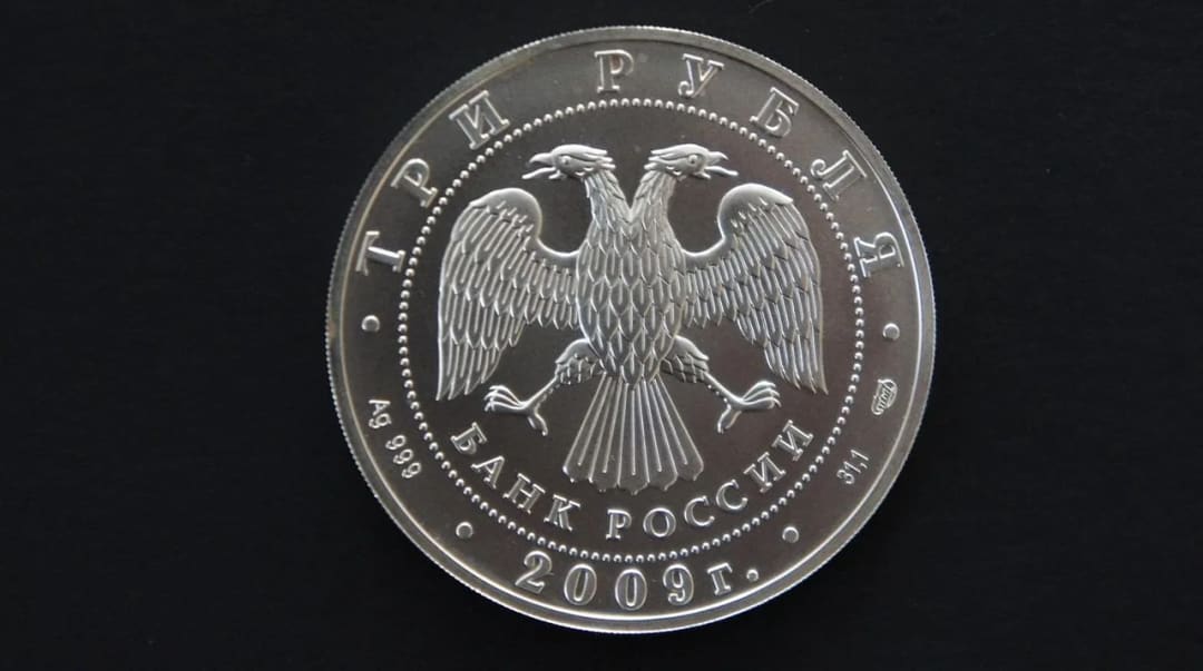 Srebrna moneta kolekcjonerska — zbliżenie rewersu