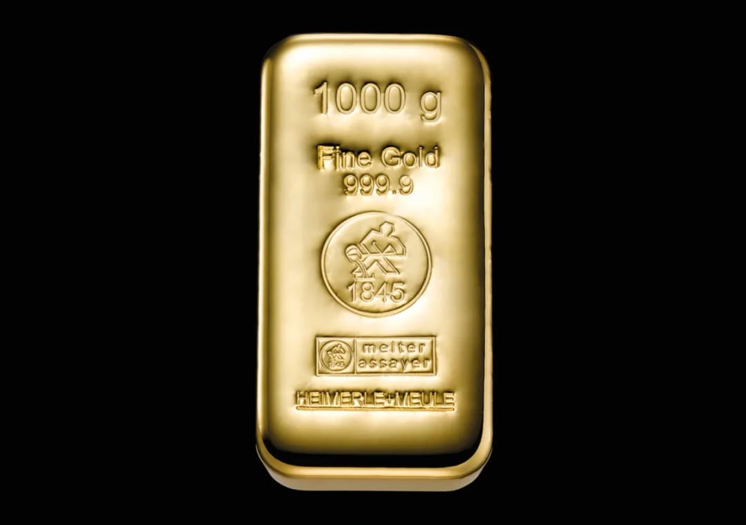 Lana sztabka złota 1000 g Heimerle + Meule, próba 999,9, ze znakiem odlewnika i rokiem 1845