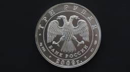 Srebrna moneta kolekcjonerska — zbliżenie rewersu