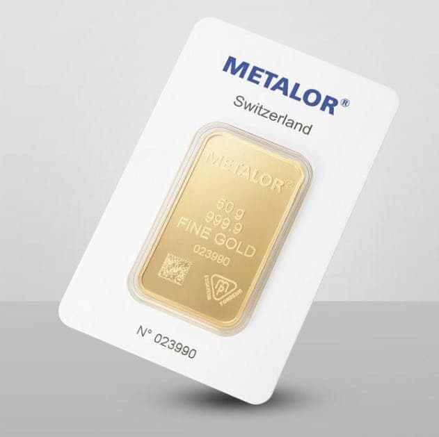 Sztabka złota Metalor 50g (au 999,9)