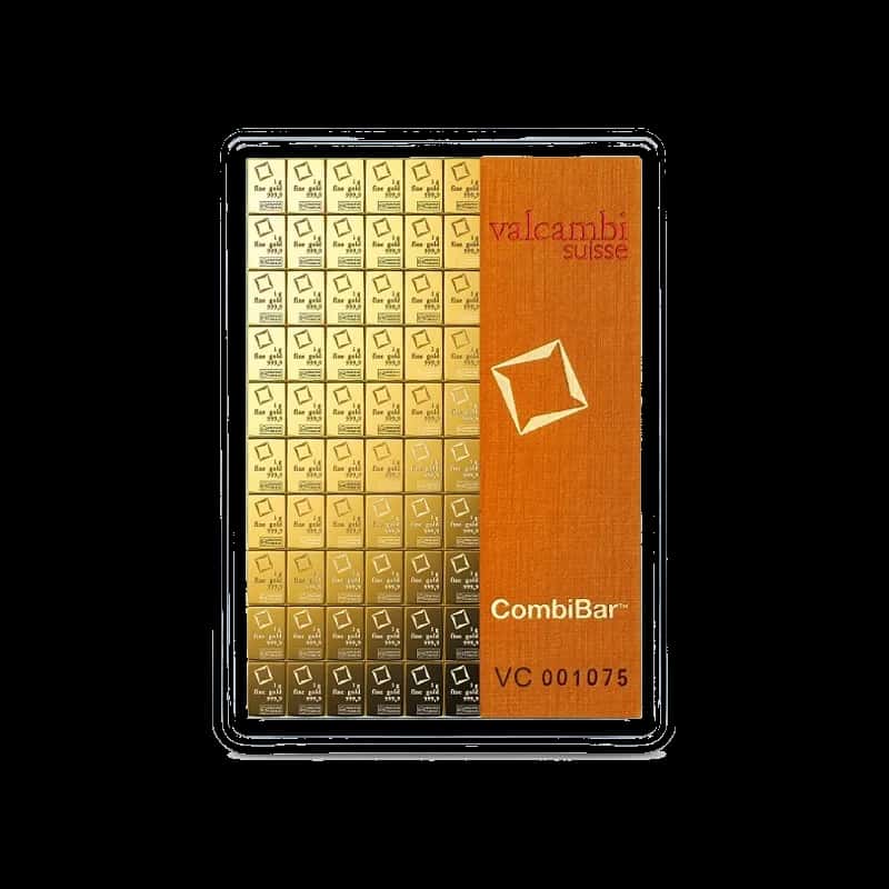Złoty CombiBar 100 × 1 g, próba 999,9 – Valcambi Suisse lub Heimerle + Meule