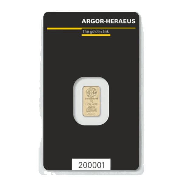 Sztabka złota Argor Heraeus 1 g — złoto inwestycyjne 999,9