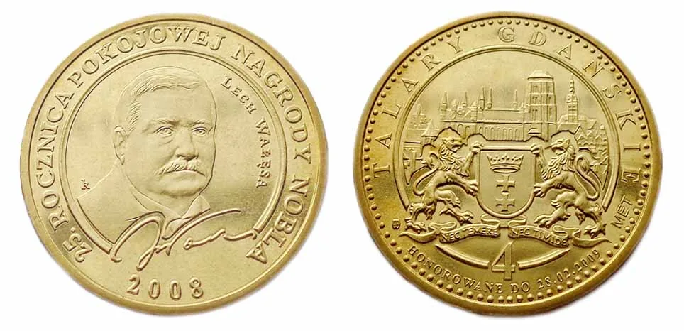 4 talary gdańskie Lecha Wałęsa z 2008