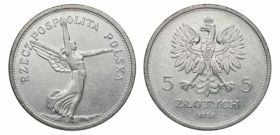 Rzadka moneta 5 złotych z 1932 roku z wizerunkiem bogini zwycięstwa Nike