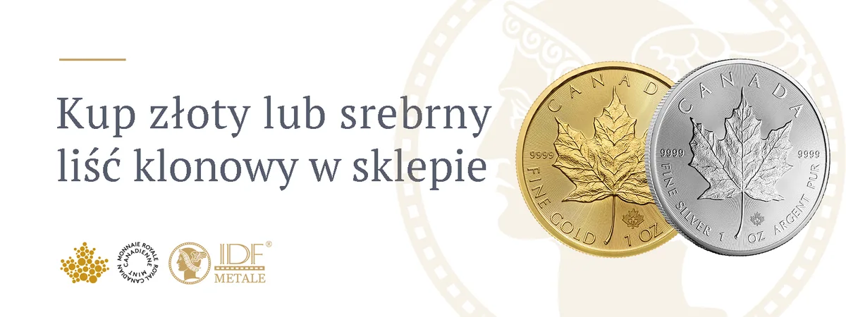 złoty i srebrny kanadyjski liść klonowy